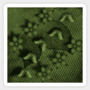 Camouflaged butterflies and flowers in green Sticker